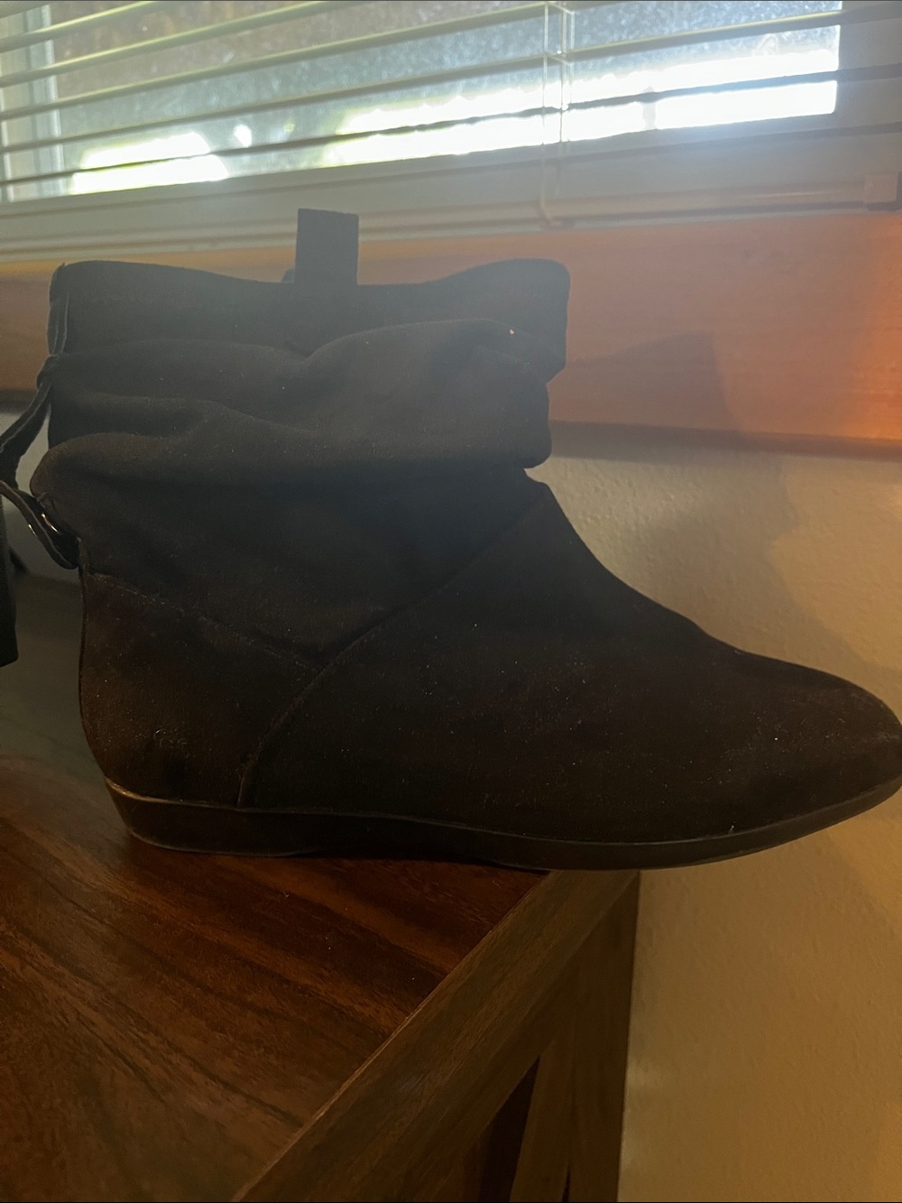 comfortview Black Suede Slouch Ankle Bootie